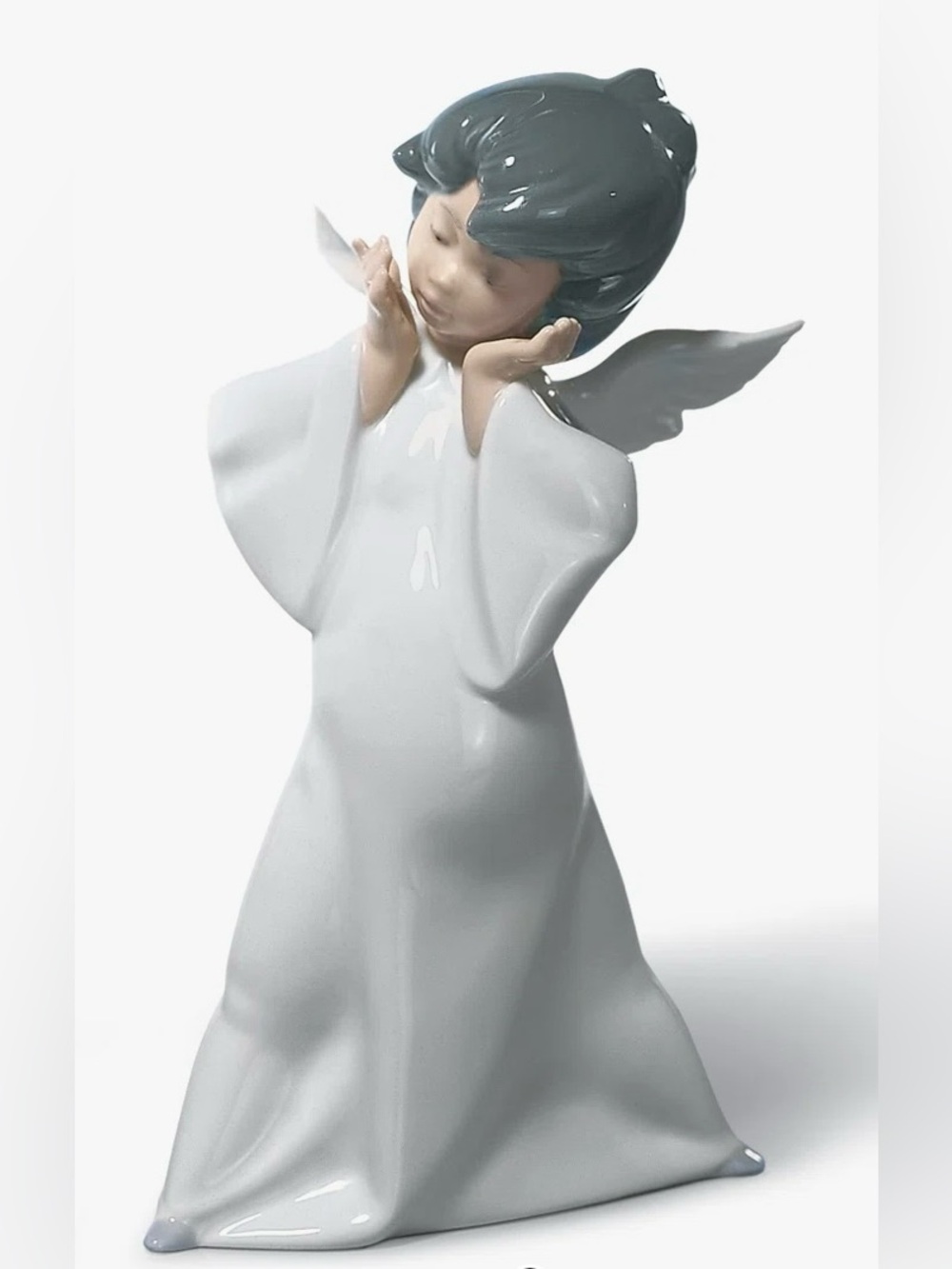LIadro Mime Angel Figurine, Glossy Porcelain Sculpture, 8.75” Tall, New